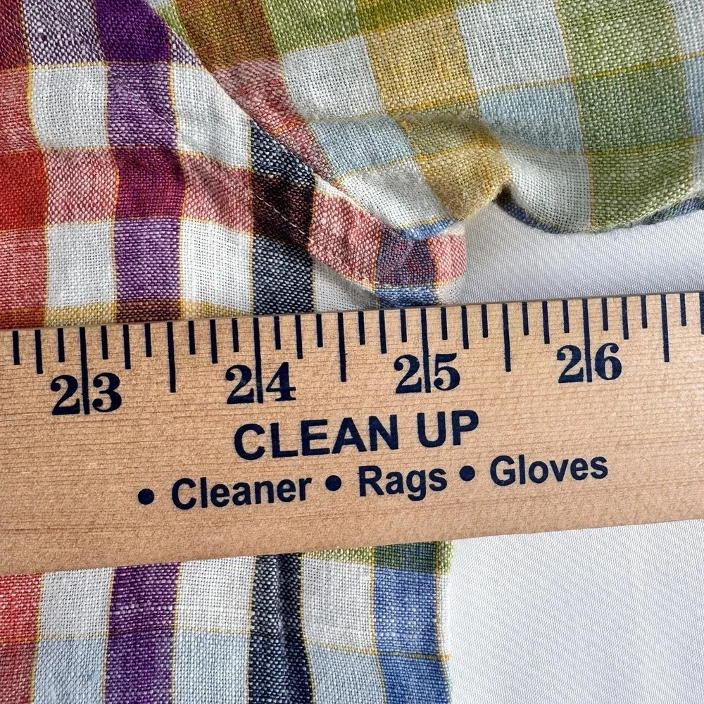 Paul Fredrick 100% Linen Button Up Shirt Mens XXL Rainbow Plaid Long Sleeve - Picture 4 of 5